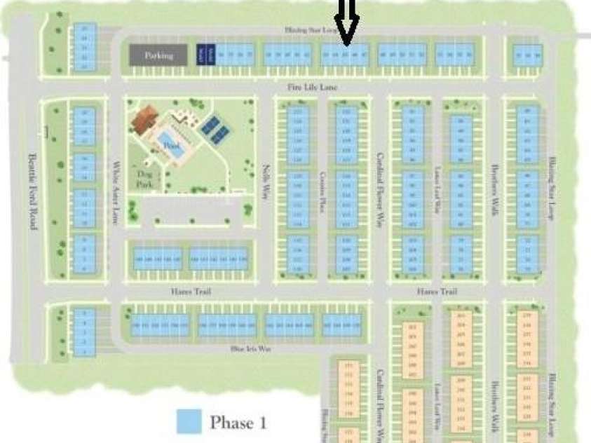 6613 Fire Lily Lane, Charlotte, NC 28216.  MLS# CAR4426558, YatesRealty ID 33719. Community Map Depicting Where Homesite 45 is Located
