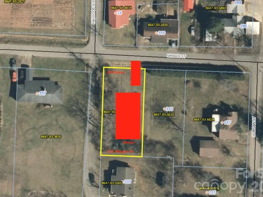 323 Mingus Street, Canton, NC 28716.  MLS# CAR4390362, YatesRealty ID 33720. For Representation Purposes only. Not an official site plan.