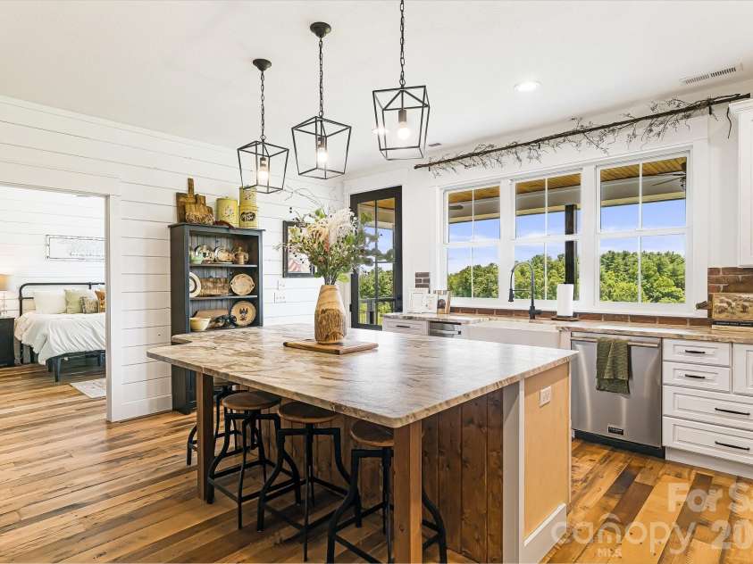 615 Don Felmet Road, Marshall, NC 28753.  MLS# CAR4391093, YatesRealty ID 33852. Kitchen Island - Mountain views out the windows