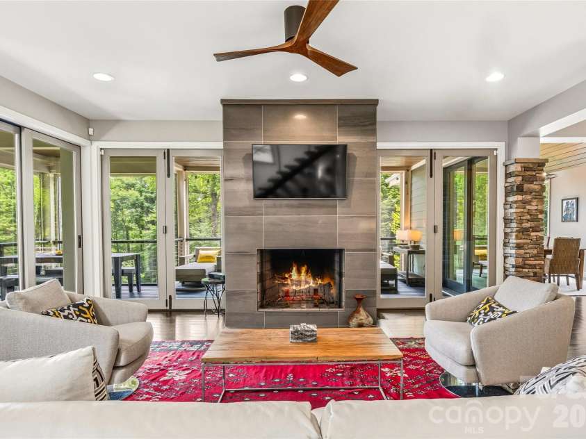 233 Tanglewood Lane, Saluda, NC 28773.  MLS# CAR4393115, YatesRealty ID 33883. Wood burning fireplace which is so cozy