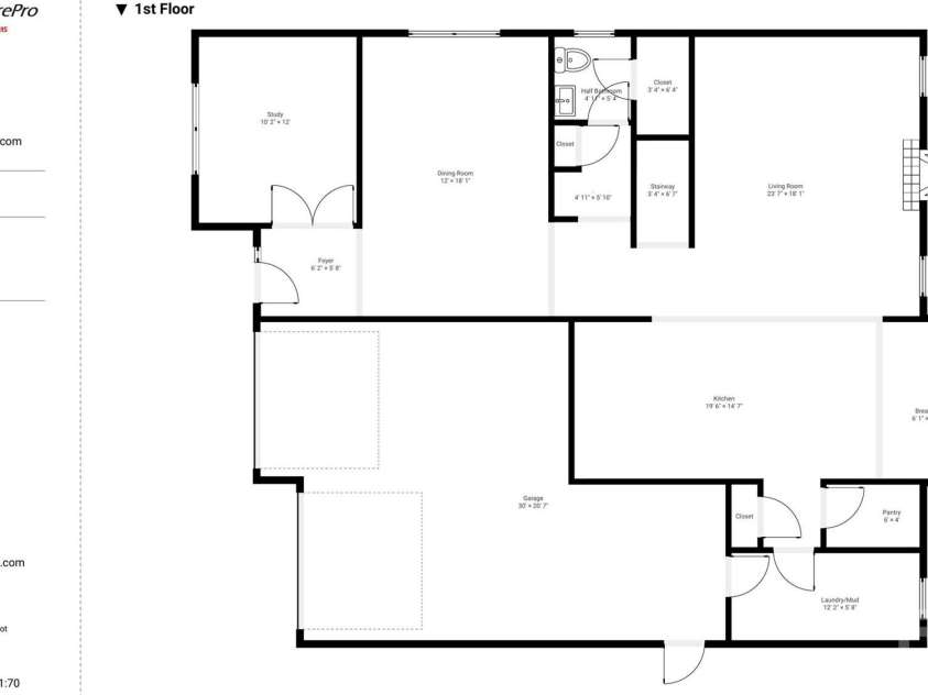 103 Cranbrook Lane, Mooresville, NC 28117.  MLS# CAR4392478, YatesRealty ID 33887. Open-concept main level featuring kitchen, den, living area, and powder room.