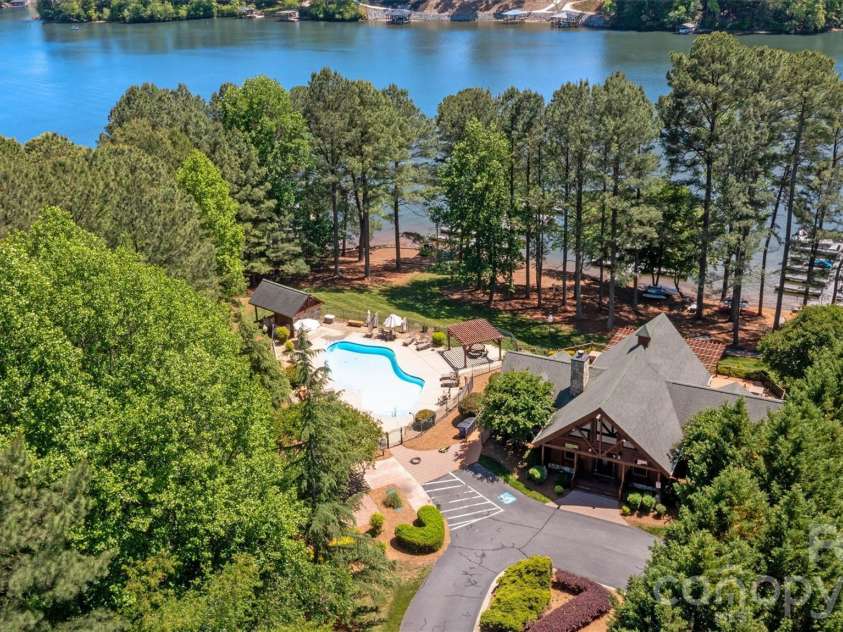 4975 Harbor View Drive, Granite Falls, NC 28630.  MLS# CAR4393944, YatesRealty ID 33937. Aerial Clubhouse/Lake Hickory View