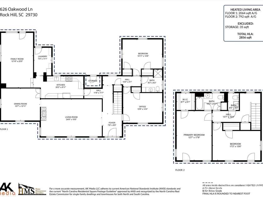 626 Oakwood Lane, Rock Hill, SC 29730.  MLS# CAR4283798, YatesRealty ID 33947. Floor plan