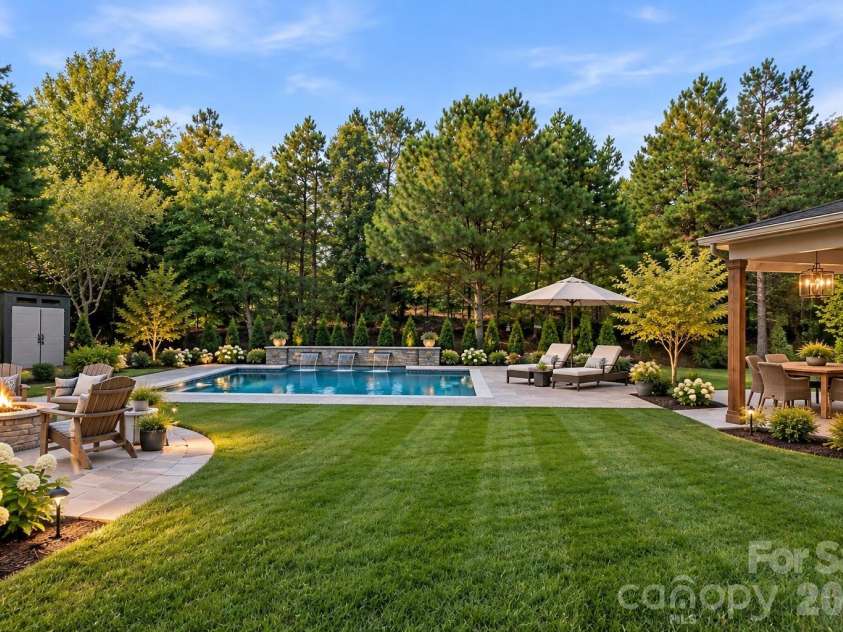 1424 Ridge Haven Road, Waxhaw, NC 28173.  MLS# CAR4423878, YatesRealty ID 34030. AI PICTURE Potential Backyard FLAT LARGE PRIVATE