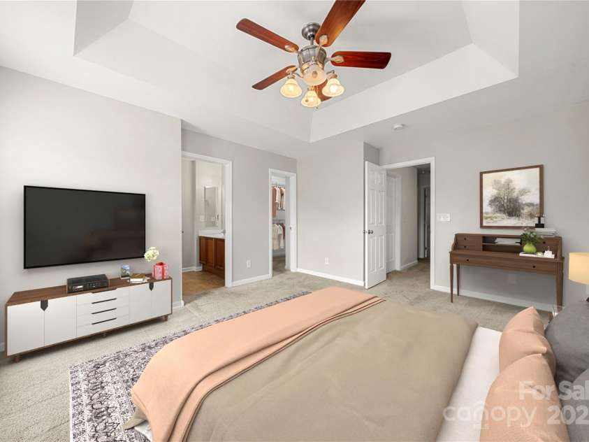 9545 Glenashley Drive, Cornelius, NC 28031.  MLS# CAR4290024, YatesRealty ID 34042. Virtually staged primary bedroom