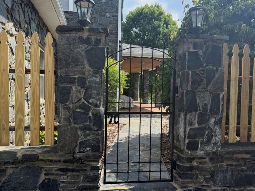 195 Oak Lane, Mars Hill, NC 28754.  MLS# CAR4394018, YatesRealty ID 34054. Custom wrought iron gate