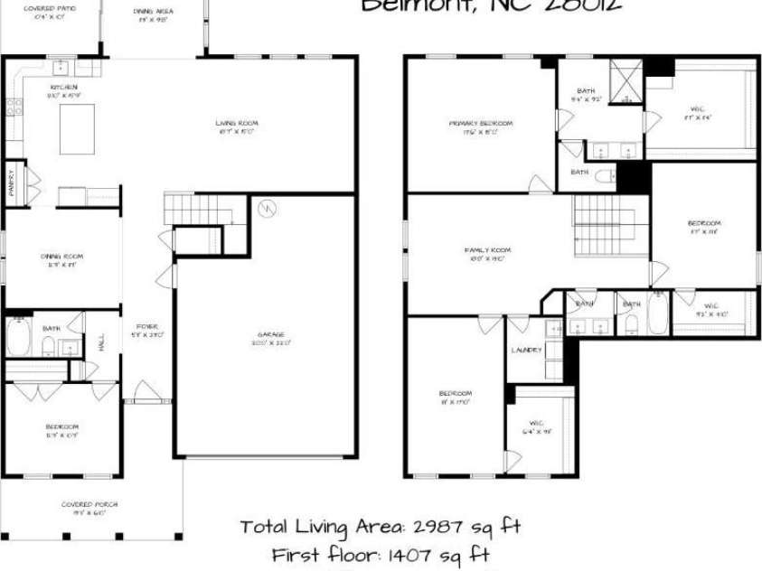 1507 Cedar Tree Drive, Belmont, NC 28012.  MLS# CAR4289479, YatesRealty ID 34147. Great floorplan