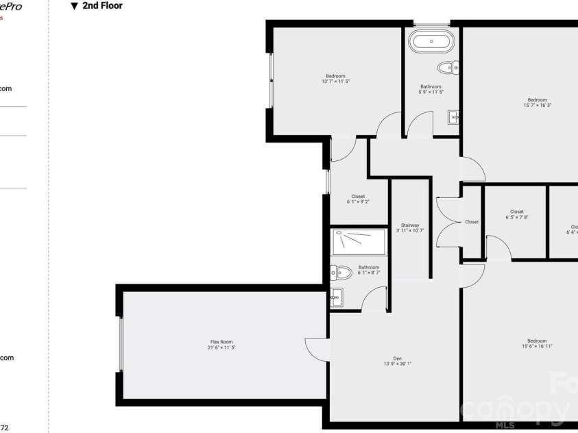 1376 Trafalgar Drive, High Point, NC 27262.  MLS# CAR4275152, YatesRealty ID 34152. Second floor floorplan