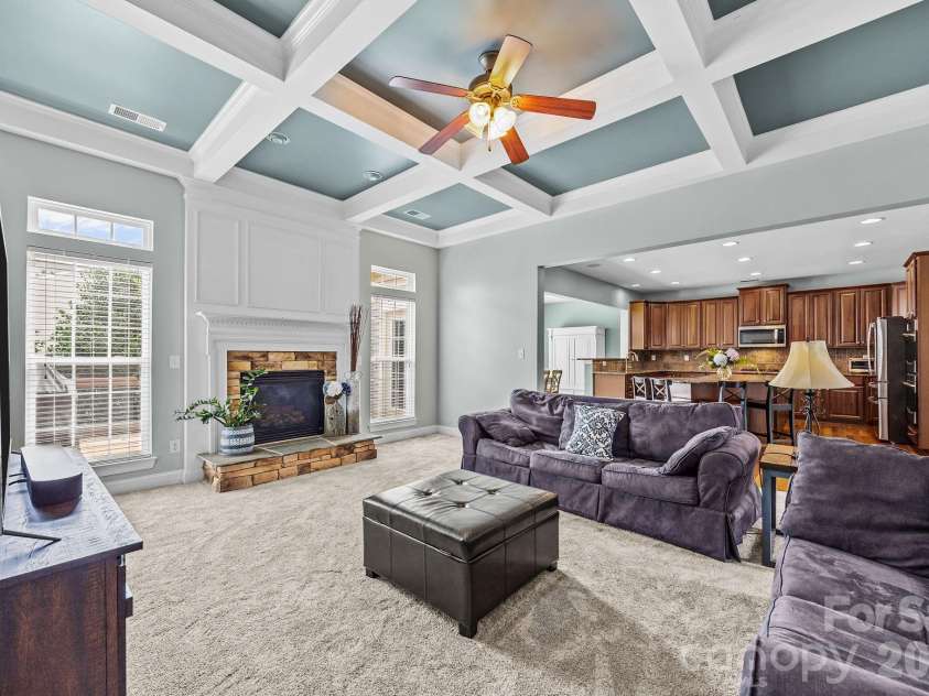 7321 Waterwheel Street, Concord, NC 28025.  MLS# CAR4342444, YatesRealty ID 34192. Great Room, Coffered Ceiling