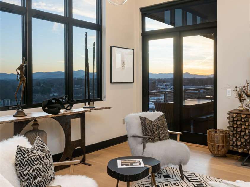 145 Biltmore Avenue, Asheville, NC 28801.  MLS# CAR4372434, YatesRealty ID 342. Few words can describe the panoramic sunset view from ALL rooms in this condo