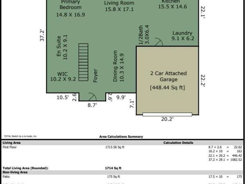 16 Henbit Way, Arden, NC 28704.  MLS# CAR4394506, YatesRealty ID 34286. Main level floor plan 