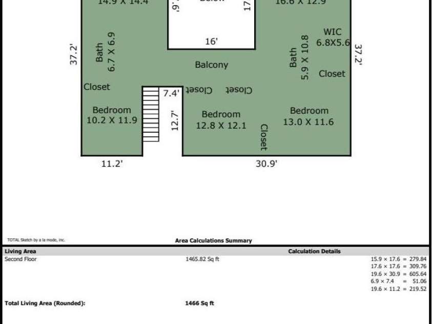 16 Henbit Way, Arden, NC 28704.  MLS# CAR4394506, YatesRealty ID 34286. Upper-level floor plan 