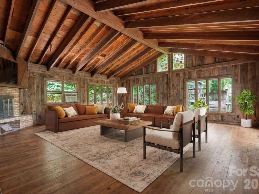 120 Stovall Street, Waynesville, NC 28786.  MLS# CAR4387007, YatesRealty ID 34294. Potential Great Room: Virtually Staged Image