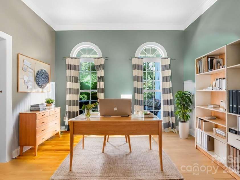 112 Berea Baptist Church Road, Stanfield, NC 28163.  MLS# CAR4173503, YatesRealty ID 3434. Need a dedicated space to work from home?  Check out this lovely home office space located on the main level with a sliding barn door for privacy.