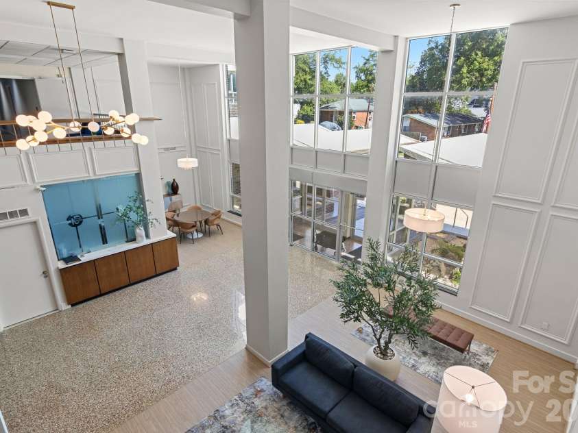 1300 Reece Road, Charlotte, NC 28209.  MLS# CAR4414970, YatesRealty ID 3436. Looking into Kimberlee Lobby from 2nd floor