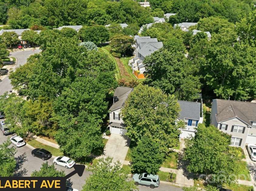 5304 Silabert Avenue, Charlotte, NC 28205.  MLS# CAR4398785, YatesRealty ID 34416. Closer front aerial (labeled)
