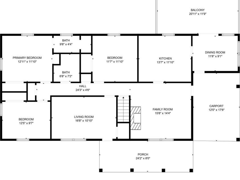 1106 Ladell Lane, Shelby, NC 28152.  MLS# CAR4293556, YatesRealty ID 34423. Main Level Floor Plan