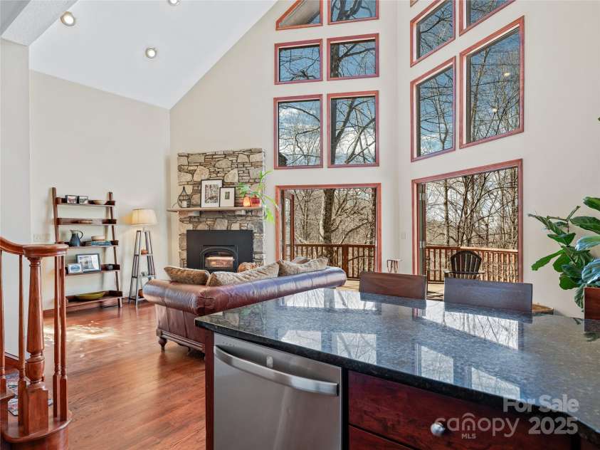 45 Wilderness Drive, Weaverville, NC 28787.  MLS# CAR4221623, YatesRealty ID 3444. Kitchen island with an incredible view