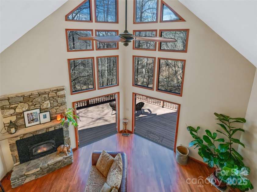 45 Wilderness Drive, Weaverville, NC 28787.  MLS# CAR4221623, YatesRealty ID 3444. View looking down from primary suite upstairs