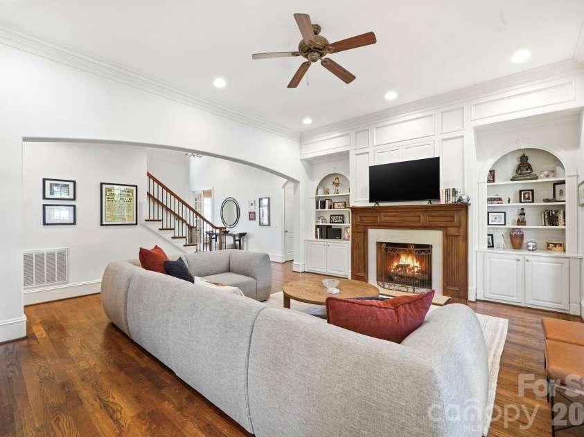 11120 Mcclure Manor Drive, Charlotte, NC 28277.  MLS# CAR4398622, YatesRealty ID 34520. Fireplace surrounded by built-ins