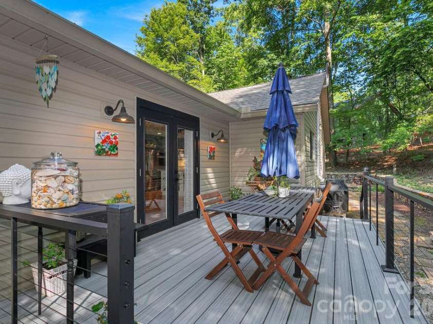 3125 Connestee Trail, Brevard, NC 28712.  MLS# CAR4396358, YatesRealty ID 34599. Deck outside of the dining room
