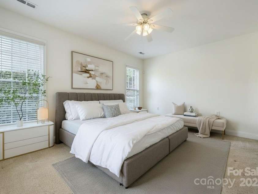 10011 Bishops Gate Boulevard, Pineville, NC 28134.  MLS# CAR4334475, YatesRealty ID 34641. Virtually Staged Primary Bedroom