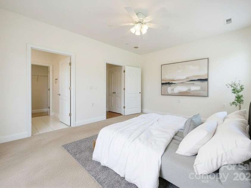 10011 Bishops Gate Boulevard, Pineville, NC 28134.  MLS# CAR4334475, YatesRealty ID 34641. Virtually Staged Primary Bedroom