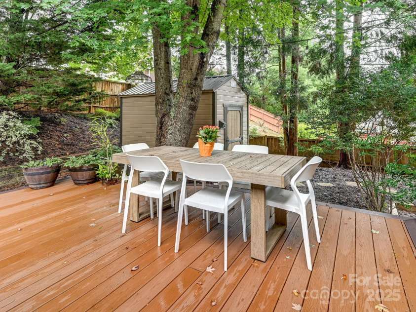 1343 Heathbrook Circle, Asheville, NC 28803.  MLS# CAR4293968, YatesRealty ID 34717. Back deck table to entertain 