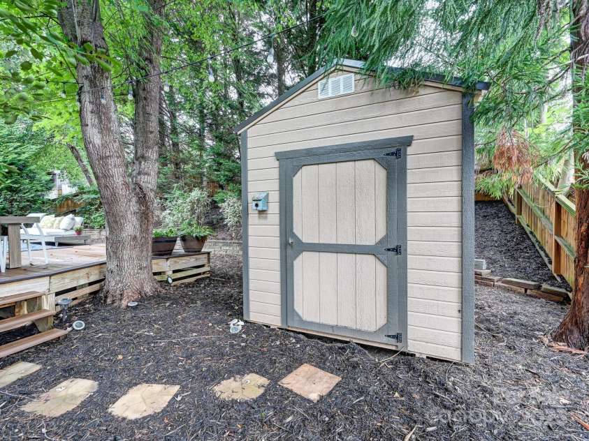 1343 Heathbrook Circle, Asheville, NC 28803.  MLS# CAR4293968, YatesRealty ID 34717. Storage shed