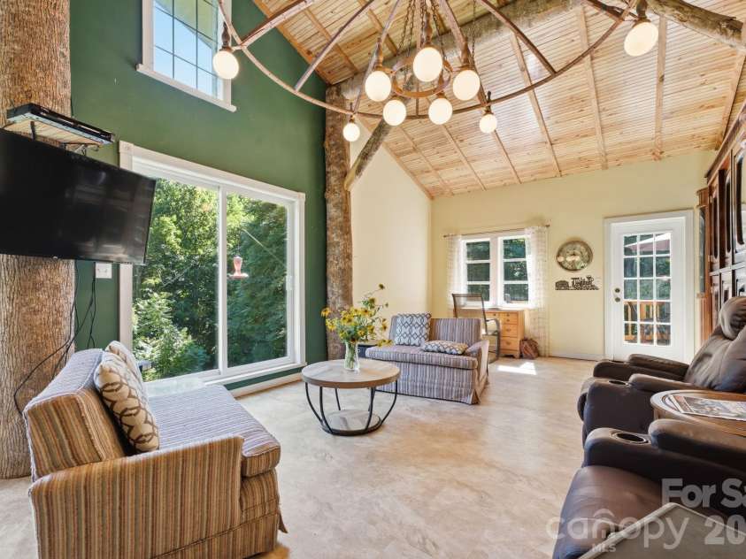 583 Dark Ridge Road, Sylva, NC 28779.  MLS# CAR4394353, YatesRealty ID 34785. Looking towards door to deck