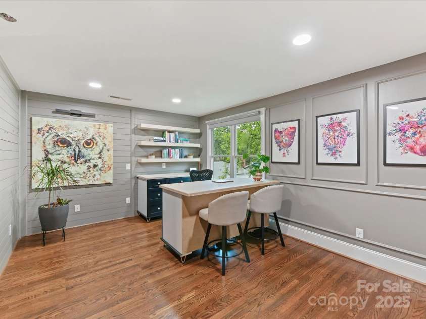 1716 Bay Street, Charlotte, NC 28204.  MLS# CAR4289594, YatesRealty ID 34826. Bonus Room/Office Area with ship lap & accent walls, hardwood floors & recessed lighting!