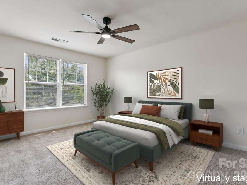 6443 Prosperity Church Road, Charlotte, NC 28269.  MLS# CAR4399263, YatesRealty ID 34840. Primary Bedroom on upper floor with walk-in closet - virtually staged