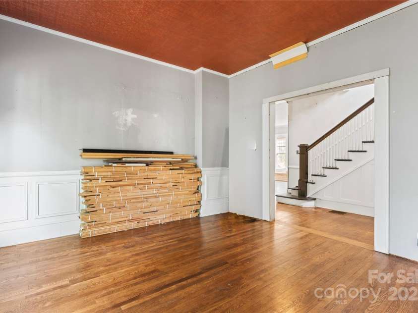 701 Fulton Street, Salisbury, NC 28144.  MLS# CAR4284297, YatesRealty ID 34845. Dining Room Stairs & Living Room View