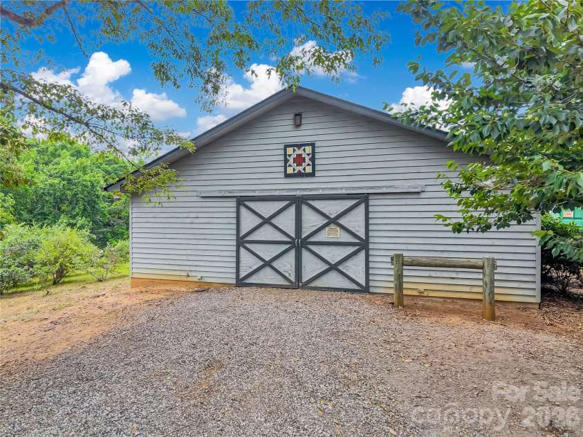 711 Meadow Crest Road, Tryon, NC 28782.  MLS# CAR4399879, YatesRealty ID 34861. 1300 sf custom two stall barn measures 36' x 36' and has enough unfinished space for two additional stalls or use it for hay or equipment storage.