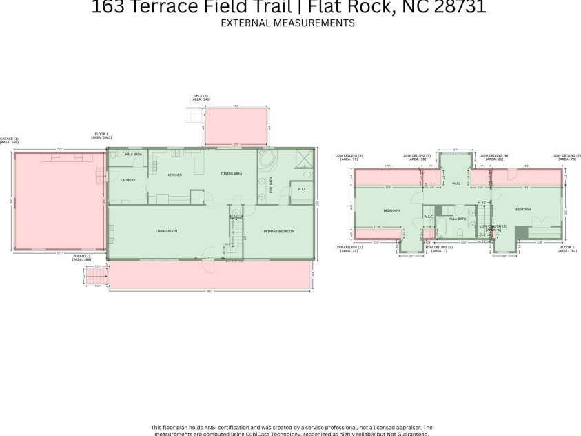 163 Terrace Field Trail, Flat Rock, NC 28731.  MLS# CAR4295496, YatesRealty ID 34865. External measurements