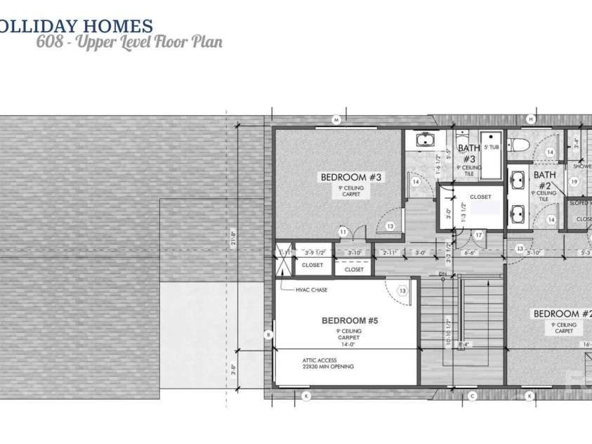 608 Walnut Street, Davidson, NC 28036.  MLS# CAR4295853, YatesRealty ID 34880. Upper level floorplan