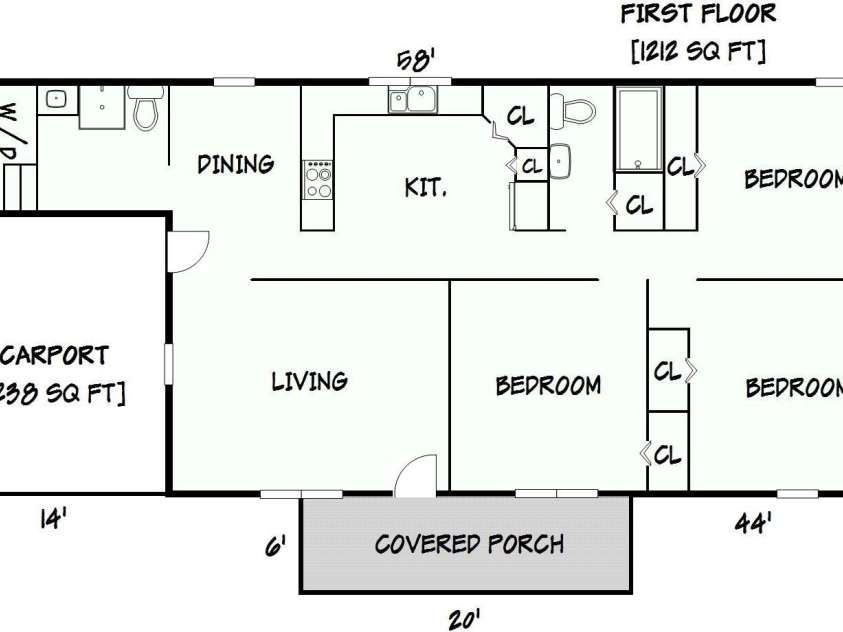 1108 2nd Street, Conover, NC 28613.  MLS# CAR4400222, YatesRealty ID 34884. Floor Plan
