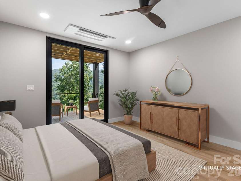 60 King Horn Ridge, Waynesville, NC 28785.  MLS# CAR4389004, YatesRealty ID 34887. Lower second guest room virtually staged.