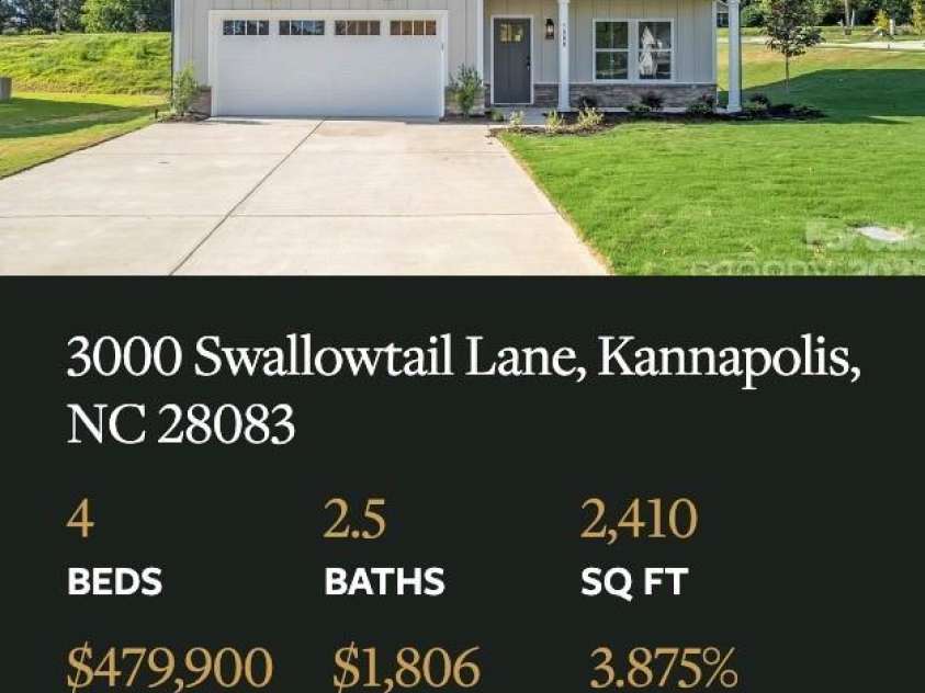 3000 Swallowtail Lane, Kannapolis, NC 28083.  MLS# CAR4297359, YatesRealty ID 34904. 