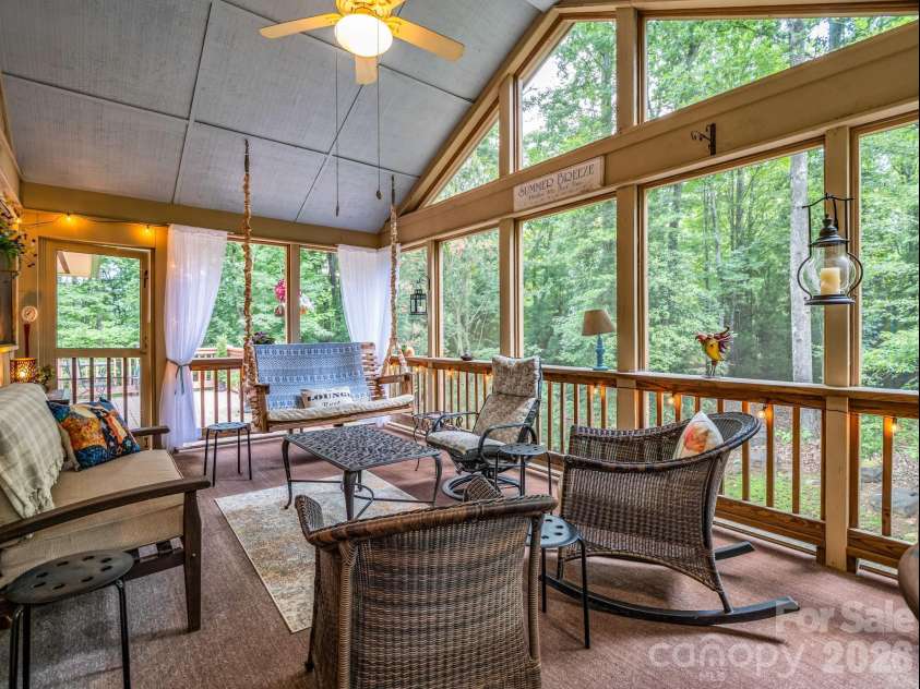 390 Mountain Laurel Drive, Columbus, NC 28722.  MLS# CAR4399139, YatesRealty ID 34904. Screen porch with vaulted ceiling