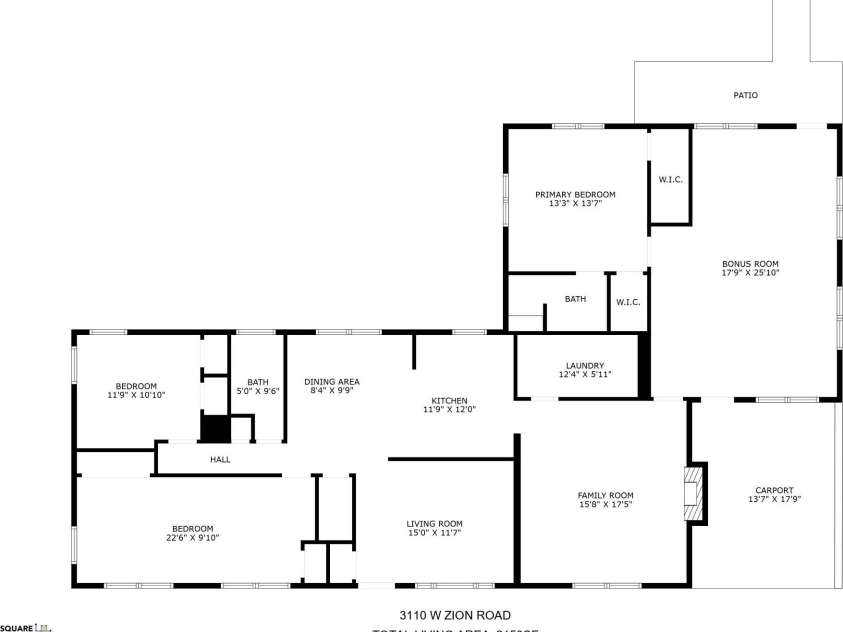 3110 Zion Church Road, Shelby, NC 28150.  MLS# CAR4291685, YatesRealty ID 34945. Floor Plan