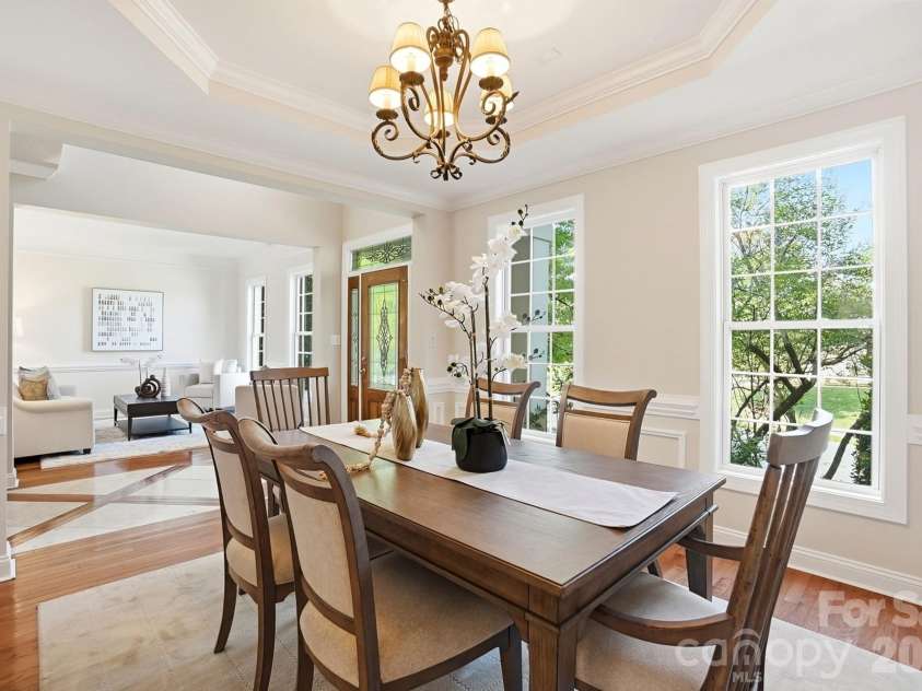 507 Five Leaf Lane, Waxhaw, NC 28173.  MLS# CAR4393433, YatesRealty ID 34986. Dining room with coffered ceiling
