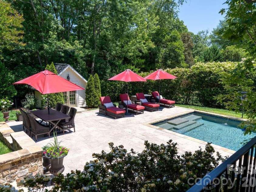 3335 Providence Road, Charlotte, NC 28211.  MLS# CAR4370866, YatesRealty ID 34988. Travertine pool deck