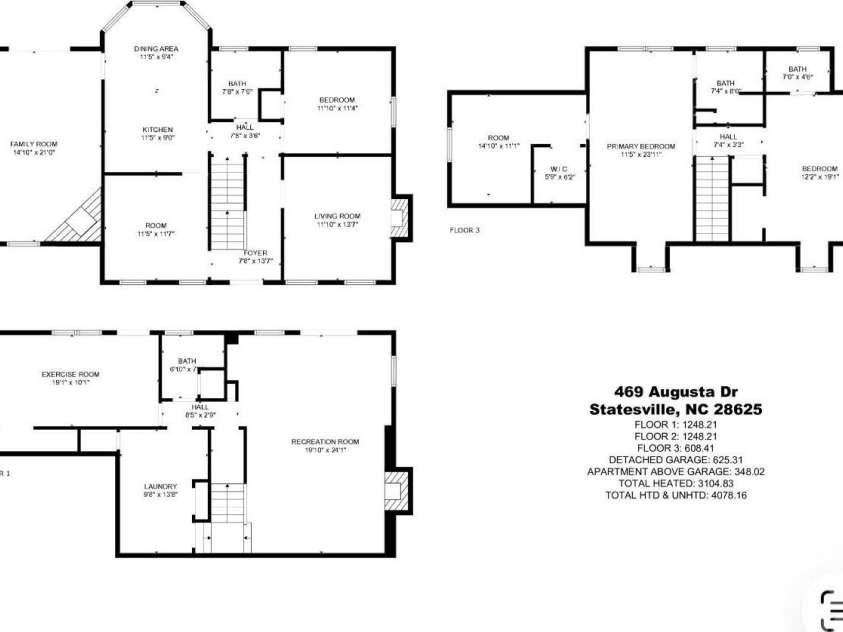 469 Augusta Drive, Statesville, NC 28625.  MLS# CAR4391486, YatesRealty ID 35053. Main home layout