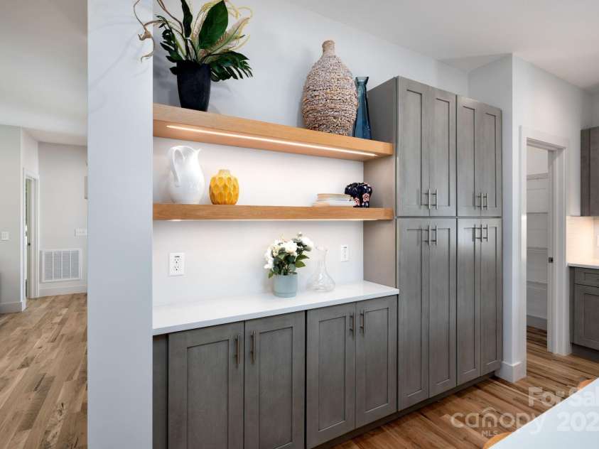 5 Orrinel Way, Asheville, NC 28806.  MLS# CAR4294195, YatesRealty ID 35139. Display Shelves + Extra Pantry Cabinets and Counter Space
