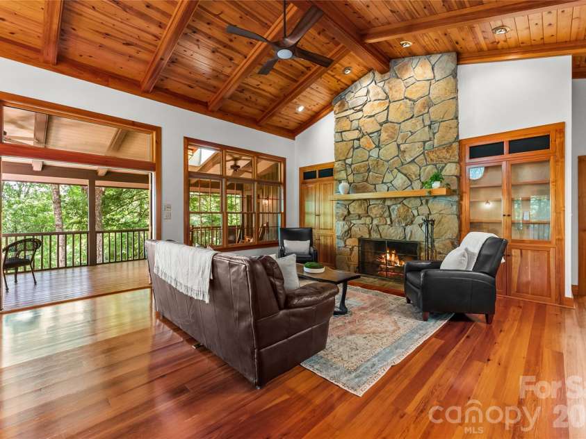 287 Dvdisdi Court, Brevard, NC 28712.  MLS# CAR4358240, YatesRealty ID 35141. Floor -to - Ceiling Stone Fireplace