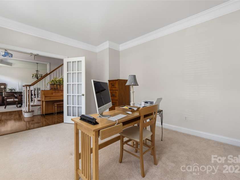 9603 Devonshire Drive, Huntersville, NC 28078.  MLS# CAR4292851, YatesRealty ID 35141. Dedicated home office with glass french doors.