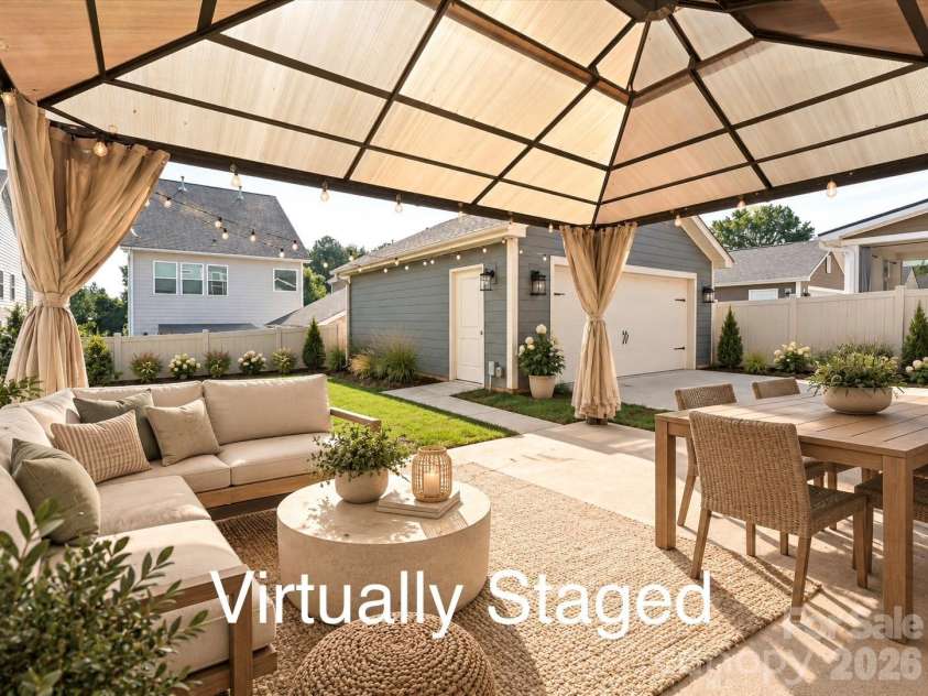 6320 Kennard Drive, Charlotte, NC 28216.  MLS# CAR4400358, YatesRealty ID 35206. Patio/ Pergola Virtually Staged