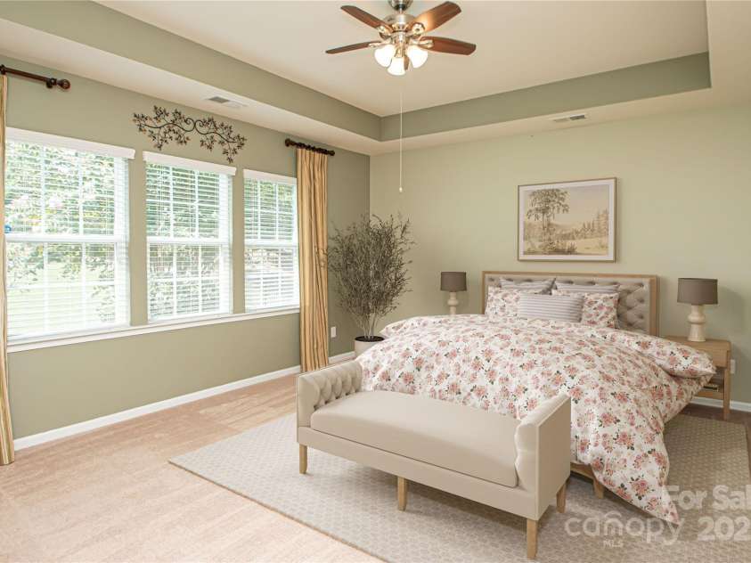 1045 Princeton Drive, Indian Land, SC 29707.  MLS# CAR4286861, YatesRealty ID 35232. Virtually staged primary bedroom