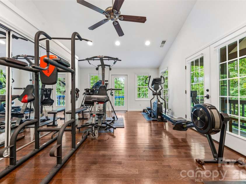 61 Scroops Drive, Swannanoa, NC 28778.  MLS# CAR4393585, YatesRealty ID 35237. Workout room or bedroom with decks.